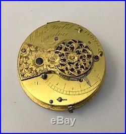 Large Silver pair case Verge fusee pocket watch parts