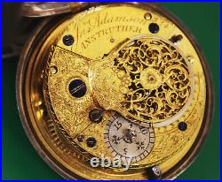 Late 1700's Jn Adamson Antique Verge Fusee Pocket Watch Silver Case By RG London
