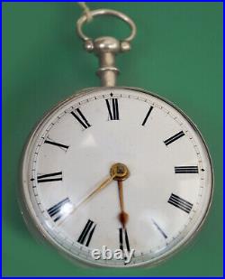 Late 1700's Jn Adamson Antique Verge Fusee Pocket Watch Silver Case By RG London