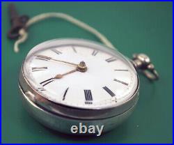 Late 1700's Jn Adamson Antique Verge Fusee Pocket Watch Silver Case By RG London