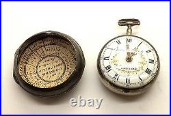Late 18th Century Verge Fusee Silver Pair Cased Pocket Watch By Jean Piot Geneve