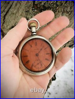 Late 19th Century American Waltham 17 Jewel Crescent Nickel Case Pocket Watch