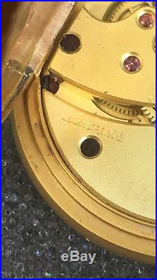Le Coultre Jaeger Solid 18k Gold Pendant Pocket Watch Engraved Case Diamonds