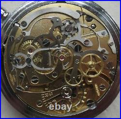 Lemania Chronograph Split Seconds Rattrapante Pocket Watch Steel Case
