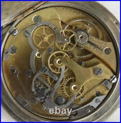 Lemania Chronograph pocket watch open nickel chromiun case load manual