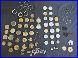 Lg Lot Early Antique Pocket Watch Parts Frames Cases Etc