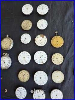 Lg Lot Early Antique Pocket Watch Parts Frames Cases Etc