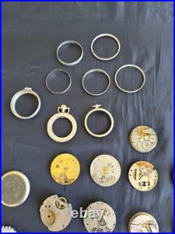Lg Lot Early Antique Pocket Watch Parts Frames Cases Etc