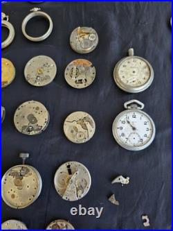 Lg Lot Early Antique Pocket Watch Parts Frames Cases Etc