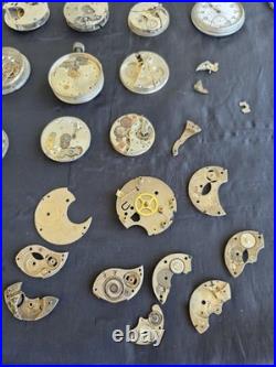 Lg Lot Early Antique Pocket Watch Parts Frames Cases Etc