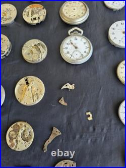 Lg Lot Early Antique Pocket Watch Parts Frames Cases Etc