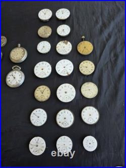 Lg Lot Early Antique Pocket Watch Parts Frames Cases Etc