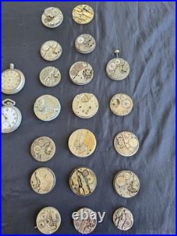 Lg Lot Early Antique Pocket Watch Parts Frames Cases Etc