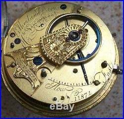 Litherland Davies Pocket Watch Open Face Silver Case Verger key Wind 51 mm