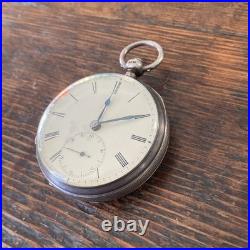 London English Fusee Pocket Watch with Sterling Case Size 16 R. Wright & Co