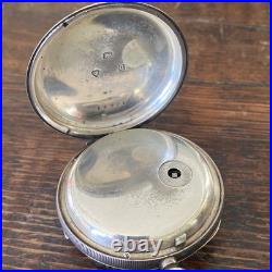 London English Fusee Pocket Watch with Sterling Case Size 16 R. Wright & Co