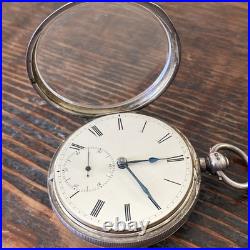 London English Fusee Pocket Watch with Sterling Case Size 16 R. Wright & Co