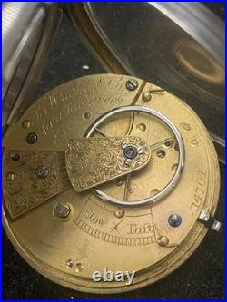 London English Fusee Pocket Watch with Sterling Case Size 16 R. Wright & Co