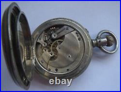 Longines Big Pocket Watch open face nickel chromiun case 58 mm. In diameter