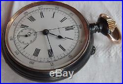 Longines Chronograph Chronometer open face gun case 52,5 mm in diameter