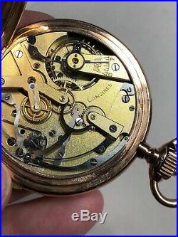 Longines Chronograph Pocket Watch In 14k Hunter Case
