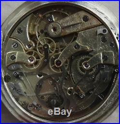 Longines Chronograph Pocket Watch Open Face Silver Case 52 mm. In diameter