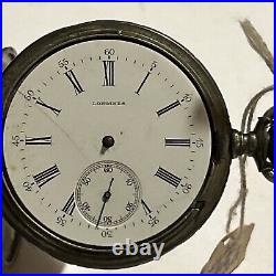 Longines GRAND PRIX 1900 800 silver hunter case Pocket Watch Need Repairs