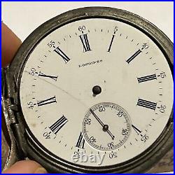 Longines GRAND PRIX 1900 800 silver hunter case Pocket Watch Need Repairs