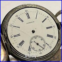 Longines GRAND PRIX 1900 800 silver hunter case Pocket Watch Need Repairs