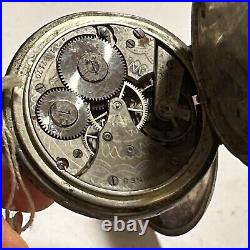 Longines GRAND PRIX 1900 800 silver hunter case Pocket Watch Need Repairs