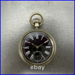 Longines Pocket Watch 49mm Black Dial Silver Case Round Manual Wind Runs VTG
