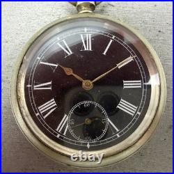 Longines Pocket Watch 49mm Black Dial Silver Case Round Manual Wind Runs VTG