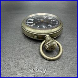 Longines Pocket Watch 49mm Black Dial Silver Case Round Manual Wind Runs VTG