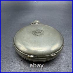 Longines Pocket Watch 49mm Black Dial Silver Case Round Manual Wind Runs VTG