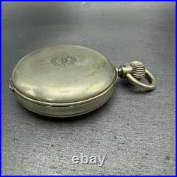 Longines Pocket Watch 49mm Black Dial Silver Case Round Manual Wind Runs VTG