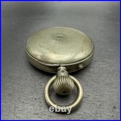 Longines Pocket Watch 49mm Black Dial Silver Case Round Manual Wind Runs VTG