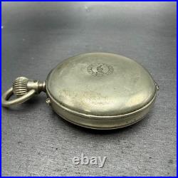 Longines Pocket Watch 49mm Black Dial Silver Case Round Manual Wind Runs VTG