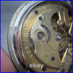 Longines Pocket Watch 49mm Black Dial Silver Case Round Manual Wind Runs VTG