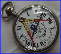 Longines Pocket Watch open face nickel chromiun case refinished Masonic dial