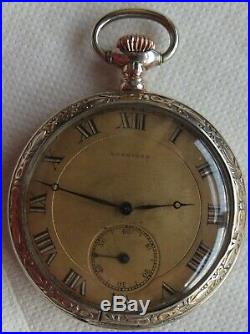 Longines Pocket Watch open face silver & enamel niello case 48,5 mm. In diameter
