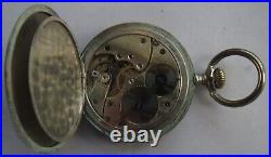 Longines Pocket Watch silver & enamel hunter case 48 mm. In diameter