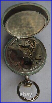 Longines Pocket Watch silver & enamel hunter case 48 mm. In diameter