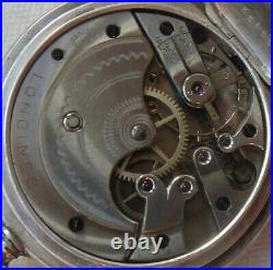 Longines Pocket Watch silver hunter case 49,5 mm in diameter enamel dial