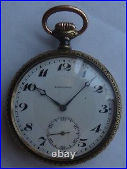 Longines Pocket watch open face fine carved case 48,5 mm. In diameter