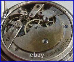 Longines Pocket watch silver hunter case 49 mm. In diameter balance Ok