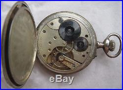 Longines Power Reserve pocket watch open face silver case running condition