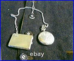 Longines Silver Case Pocket Watch/anitique Solid Silver Chain & Fob