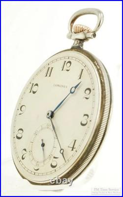 Longines vintage pocket watch, 16 jewels, thin-model 0.900 silver engraved case