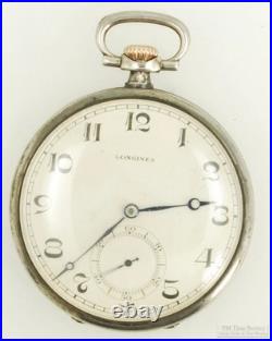 Longines vintage pocket watch, 16 jewels, thin-model 0.900 silver engraved case