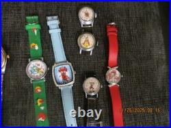Lot 15 Watch items 14 wrist & 1 Pocket Watch Case includes 3 Vintage Character